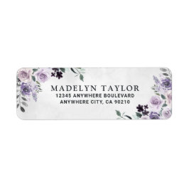 Dusty Paars en Silver Grey Floral Rustic Wedding Etiket