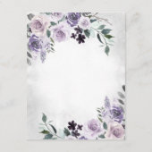 Dusty Paars en Silver Grey Floral Rustic Wedding Informatiekaartje (Achterkant)