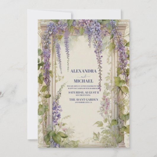 Dusty Paars Floral Elegant Boho Wedding Kaart (Voorkant)