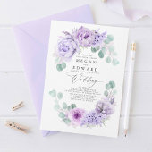 Dusty Paars Floral Elegant Boho Wedding Kaart