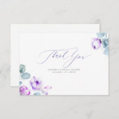Dusty Paars Floral Elegant Small Hartelijk dank Bedankkaart (Voorkant / Achterkant)