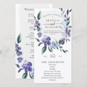 Dusty Paars Floral Garden Wedding Order of Servic (Voorkant / Achterkant)
