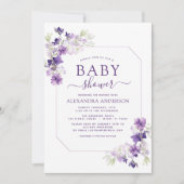 Dusty Paars Floral Greenery Baby shower Kaart (Voorkant)