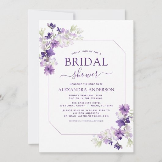 Dusty Paars Floral Greenery Vrijgezellenfeest Kaart (Voorkant)