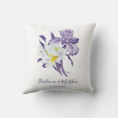 Dusty Paars Floral Iris White Daisy Wedding Kussen (Achterkant)