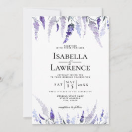 Dusty Paars Floral Lavender Waterverf Wedding Kaart