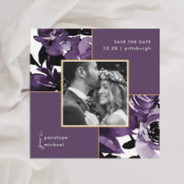Dusty Paars Floral Photo Wedding Save the Date