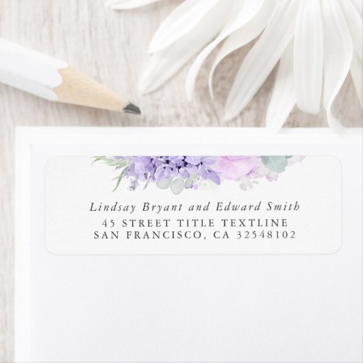 Dusty Paars Floral Wedding Label (Insitu)