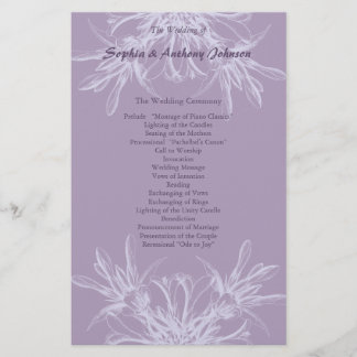 Dusty Paars Floral Wedding Programme