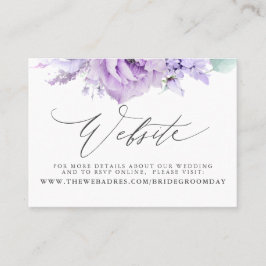 Dusty Paars Floral Wedding Website Kaart Visitekaartje