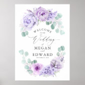 Dusty Paars Floral Wedding Welcome Poster (Voorkant)