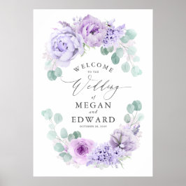 Dusty Paars Floral Wedding Welcome Poster