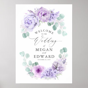 Dusty Paars Floral Wedding Welcome Poster