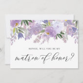 Dusty Paars Flower zal mijn matron zijn. Kaart (Voorkant)