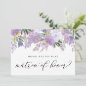 Dusty Paars Flower zal mijn matron zijn. Kaart (Staand voorkant)