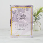Dusty Paars Gold Alcohol INK Abstract Weddenschap Kaart (Staand voorkant)