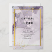 Dusty Paars Gold Alcohol INK Abstract Weddenschap Kaart (Voorkant)