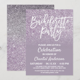 Dusty Paars Gray Faux Glitter Ombre Bachelorette Kaart
