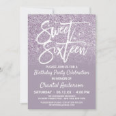 Dusty Paars Gray Faux Glitter Ombre Sweet Sixteen Kaart (Voorkant)