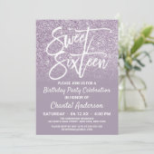 Dusty Paars Gray Faux Glitter Ombre Sweet Sixteen Kaart (Staand voorkant)