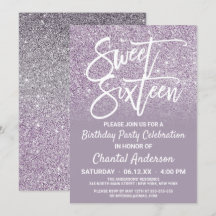 Dusty Paars Gray Faux Glitter Ombre Sweet Sixteen
