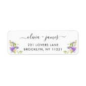 Dusty Paars Greenery Foliage Floral Waterverf Etiket (Voorkant)