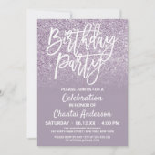 Dusty Paars Grey Faux Glitter Ombre Birthday Kaart (Voorkant)