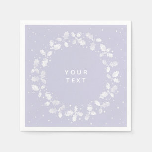 Dusty Paars Hand Printed Holly Wreated Kerstmis Servet