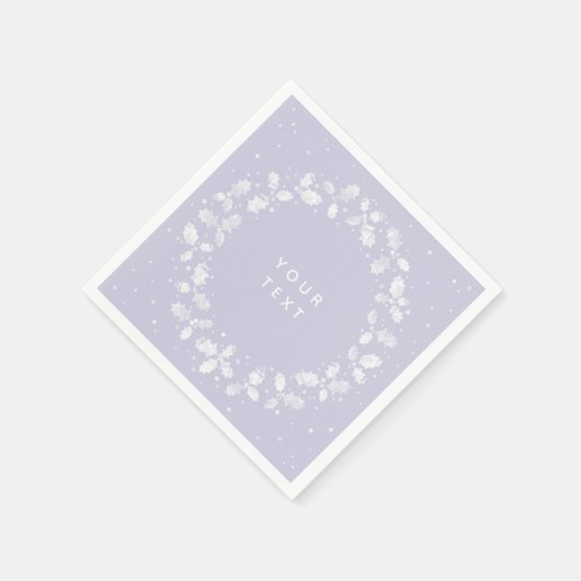 Dusty Paars Hand Printed Holly Wreated Kerstmis Servet (Hoek)