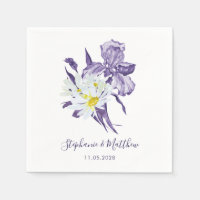 Dusty Paars Iris White Daisy Botanical Wedding