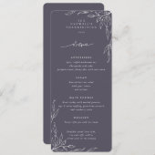 Dusty Paars Leaf Motif Thanksgiving Flat 4 Course Menu (Voorkant / Achterkant)