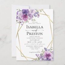 Dusty Paars Lila Mauve Gold Foil Floral Wedding