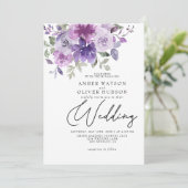 Dusty Paars Mauve Lila Floral Garden Wedding Kaart (Staand voorkant)