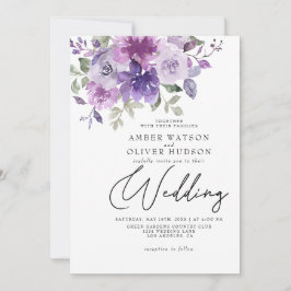 Dusty Paars Mauve Lila Floral Garden Wedding Kaart