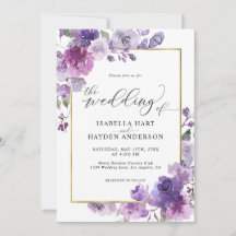 Dusty Paars Mauve Lila Floral Gold Foil Wedding