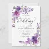 Dusty Paars Mauve Lila Floral Romantic Wedding Kaart (Voorkant)