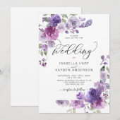 Dusty Paars Mauve Lila Floral Romantic Wedding Kaart (Voorkant / Achterkant)