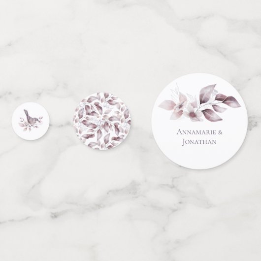 Dusty Paars Mauve Pink Blush Pink Leaves Confetti (Voorkanten)