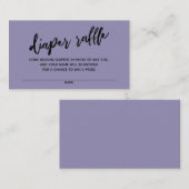 Dusty Paars met handschrift Diaper Raffle Ticket Informatiekaartje (Voorkant / Achterkant)