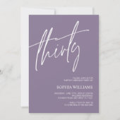 Dusty Paars minimalist 30th Birthday Invitation Kaart (Voorkant)