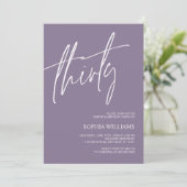 Dusty Paars minimalist 30th Birthday Invitation Kaart (Staand voorkant)