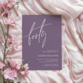 Dusty Paars minimalist uitnodiging 40th Birthday