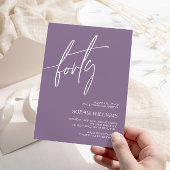 Dusty Paars minimalist uitnodiging 40th Birthday