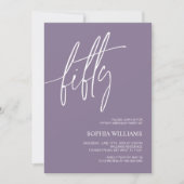 Dusty Paars minimalist uitnodiging 50th Birthday (Voorkant)