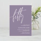 Dusty Paars minimalist uitnodiging 50th Birthday (Staand voorkant)