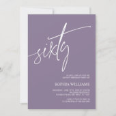 Dusty Paars minimalist uitnodiging 60th Birthday (Voorkant)