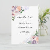 Dusty Paars Peach Boho Floral Glitter QR Code Save The Date (Staand voorkant)