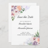 Dusty Paars Peach Boho Floral Glitter QR Code Save The Date (Voorkant / Achterkant)