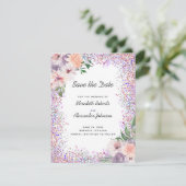 Dusty Paars Peach Floral QR Code Save the Date Aankondiging (Staand voorkant)