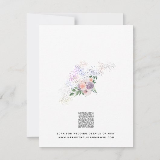 Dusty Paars Peach Floral QR Code Save the Date Aankondiging (Achterkant)